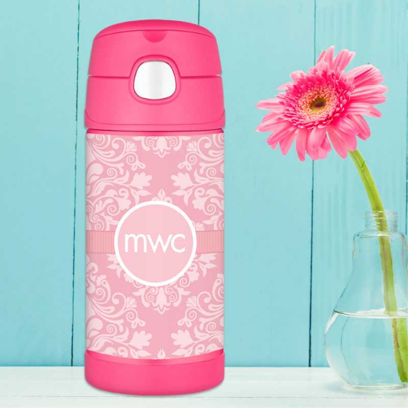 Pink Sweet Damask Thermos Bottle