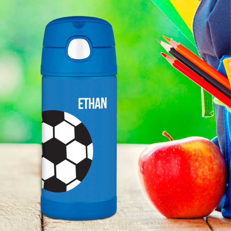 Soccer Fan Blue Thermos Bottle