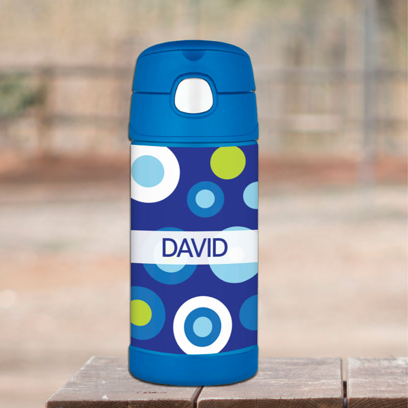 Circles and Circles Blue Thermos Bottle