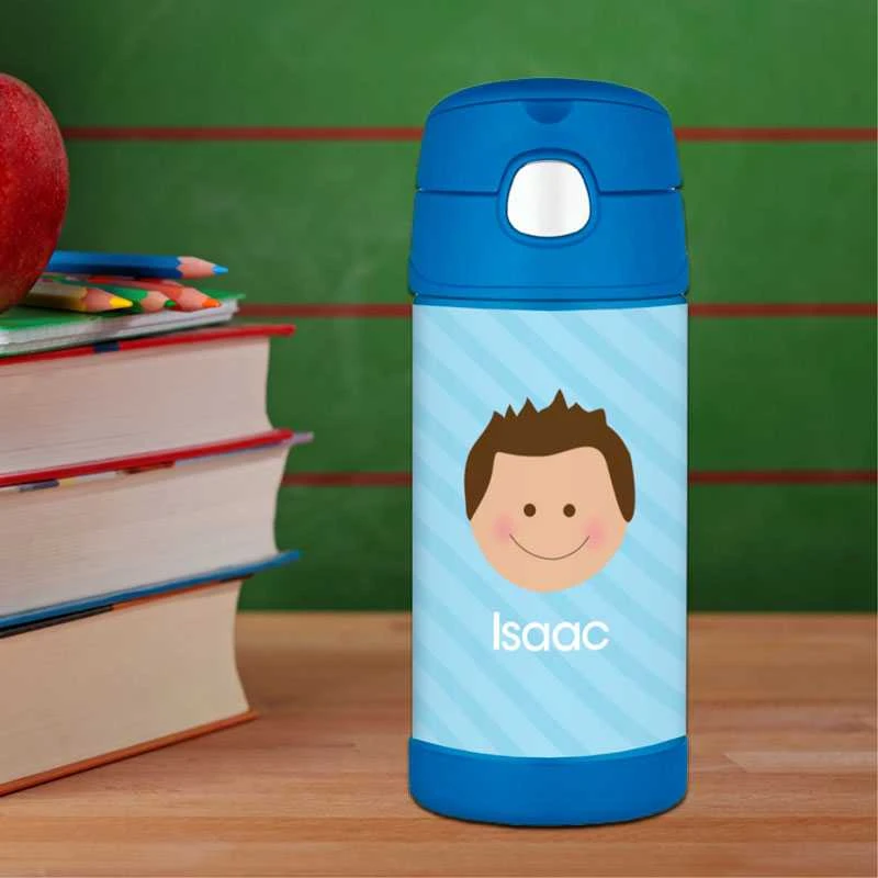 Just Like Me Boy Light Blue Thermos Bottle