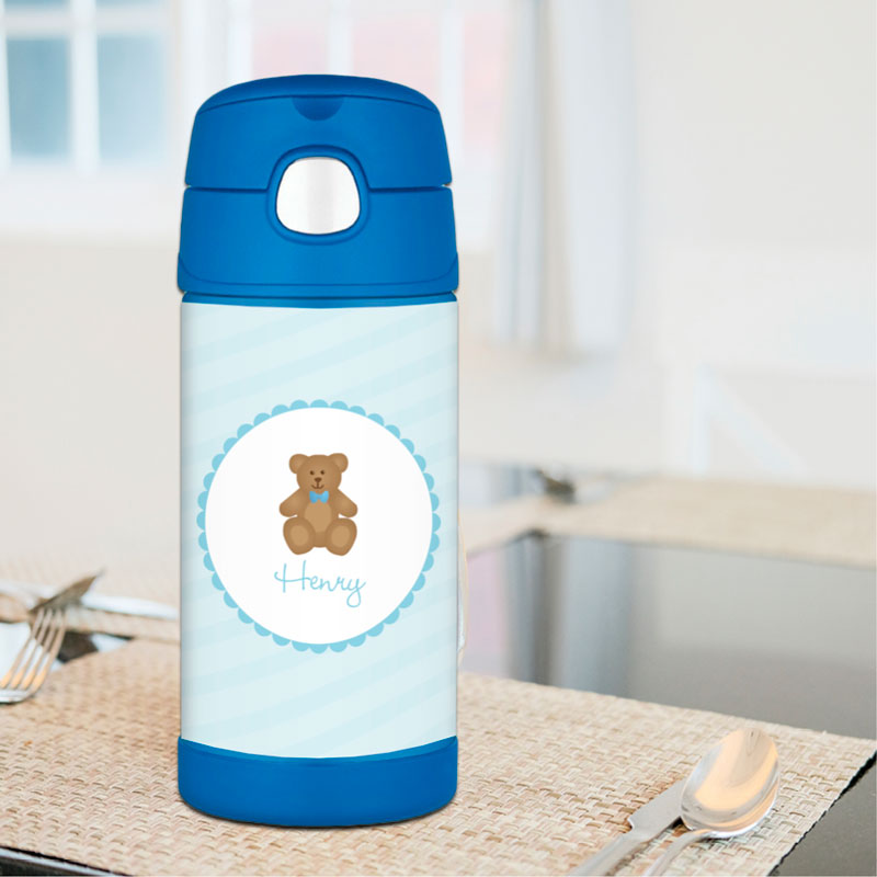 Cute Blue Teddy Bear Thermos Bottle