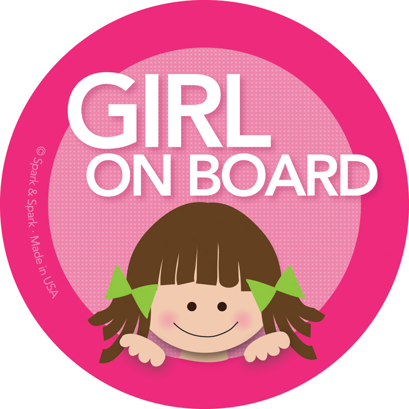 Girl Brunette Baby On Board Sticker