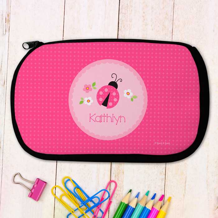 Sweet Pink Lady Bug Pencil Case