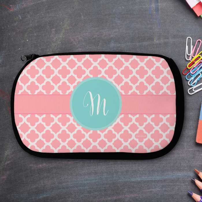 Pretty Pink Quatrefoil Pencil Case