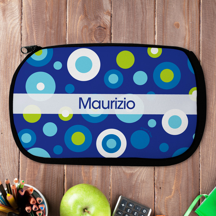Circles and Circles Blue Pencil Case