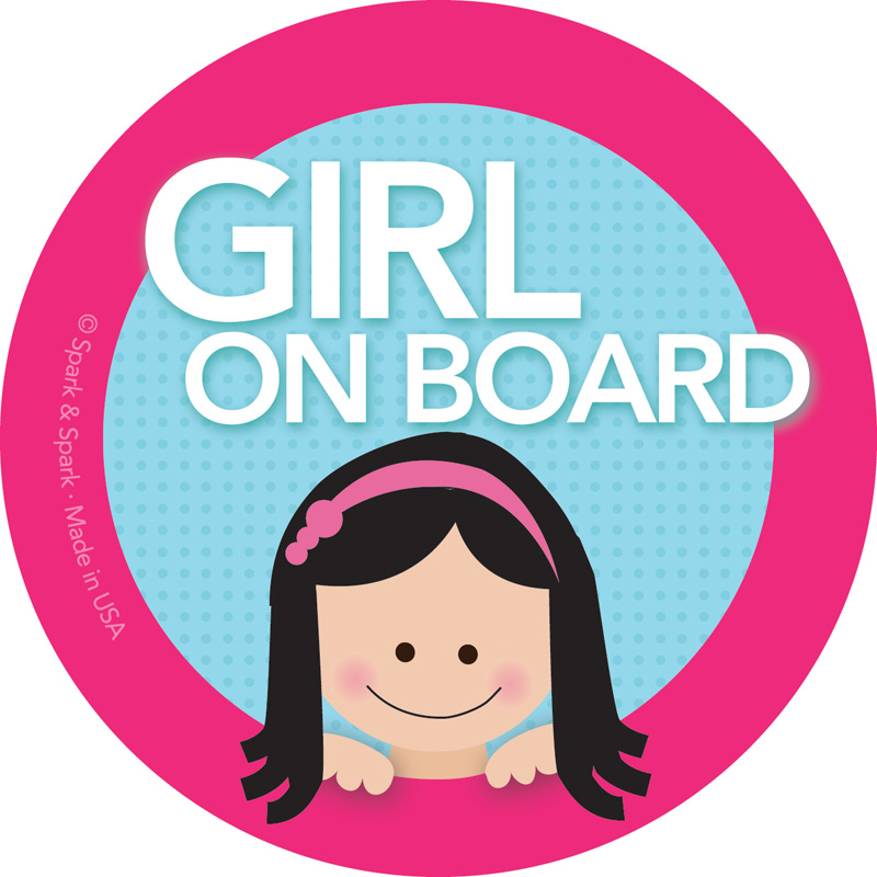 Girl Black Hair Baby On Board Sticker