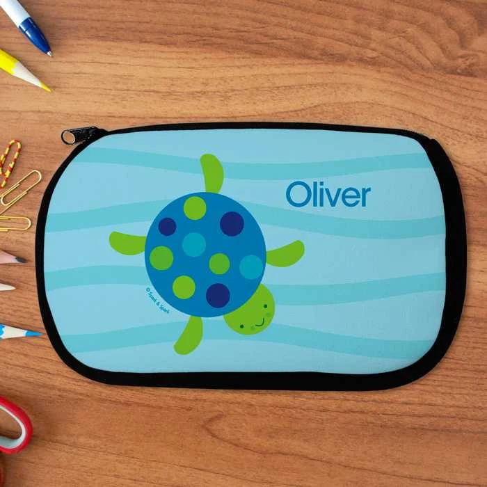 Swimming Blue Turtle Pencil Case