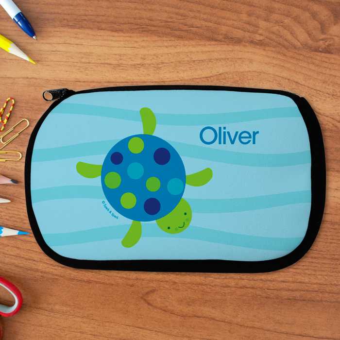 Swimming Blue Turtle Pencil Case