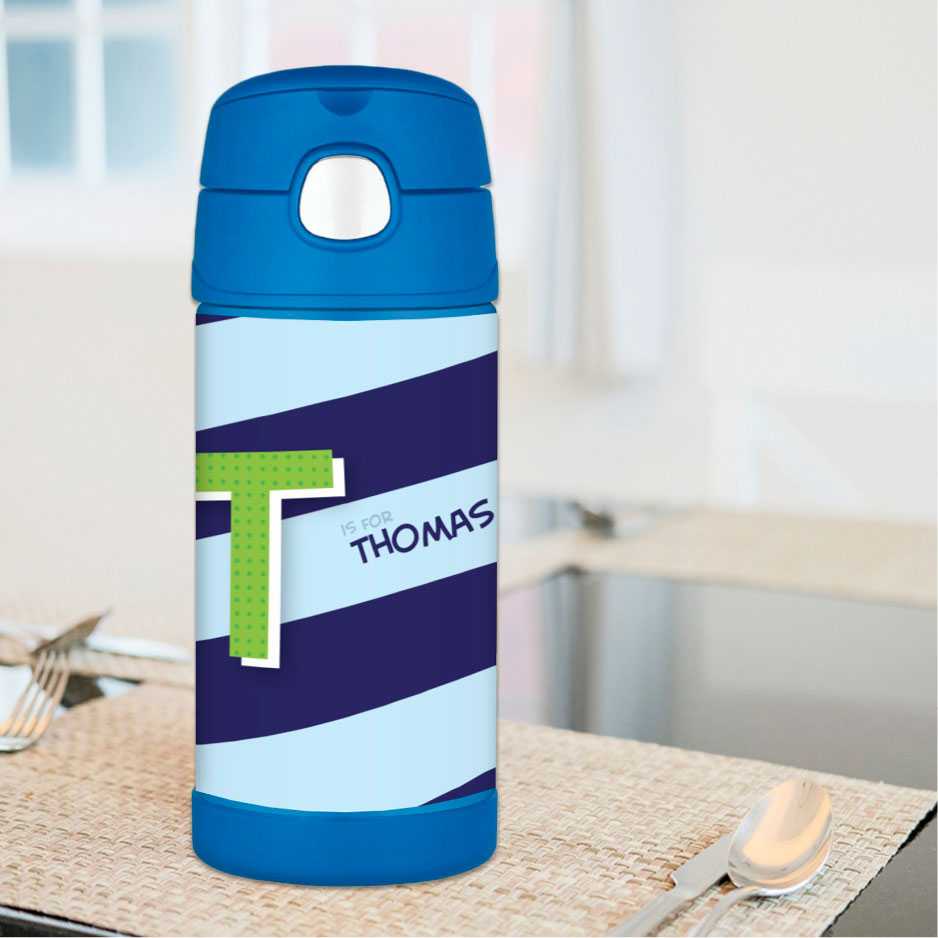 Brilliant Initial Blue Thermos Bottle