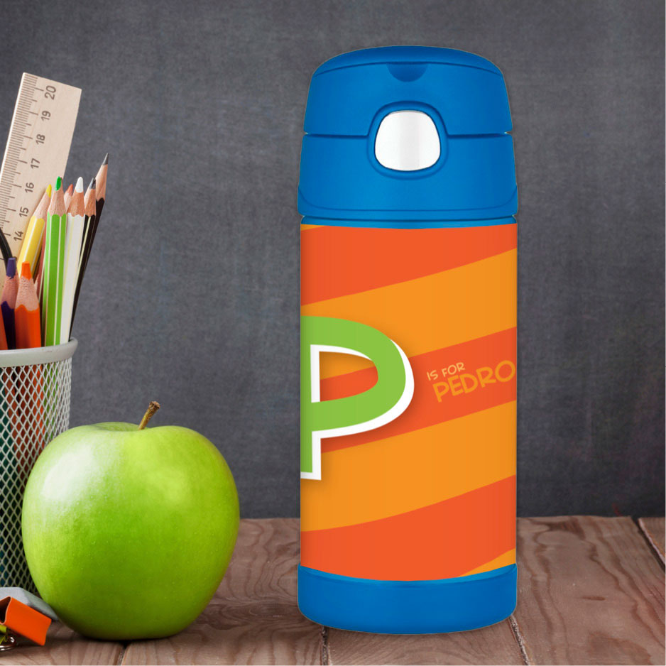 Brilliant Initial Orange Thermos Bottle