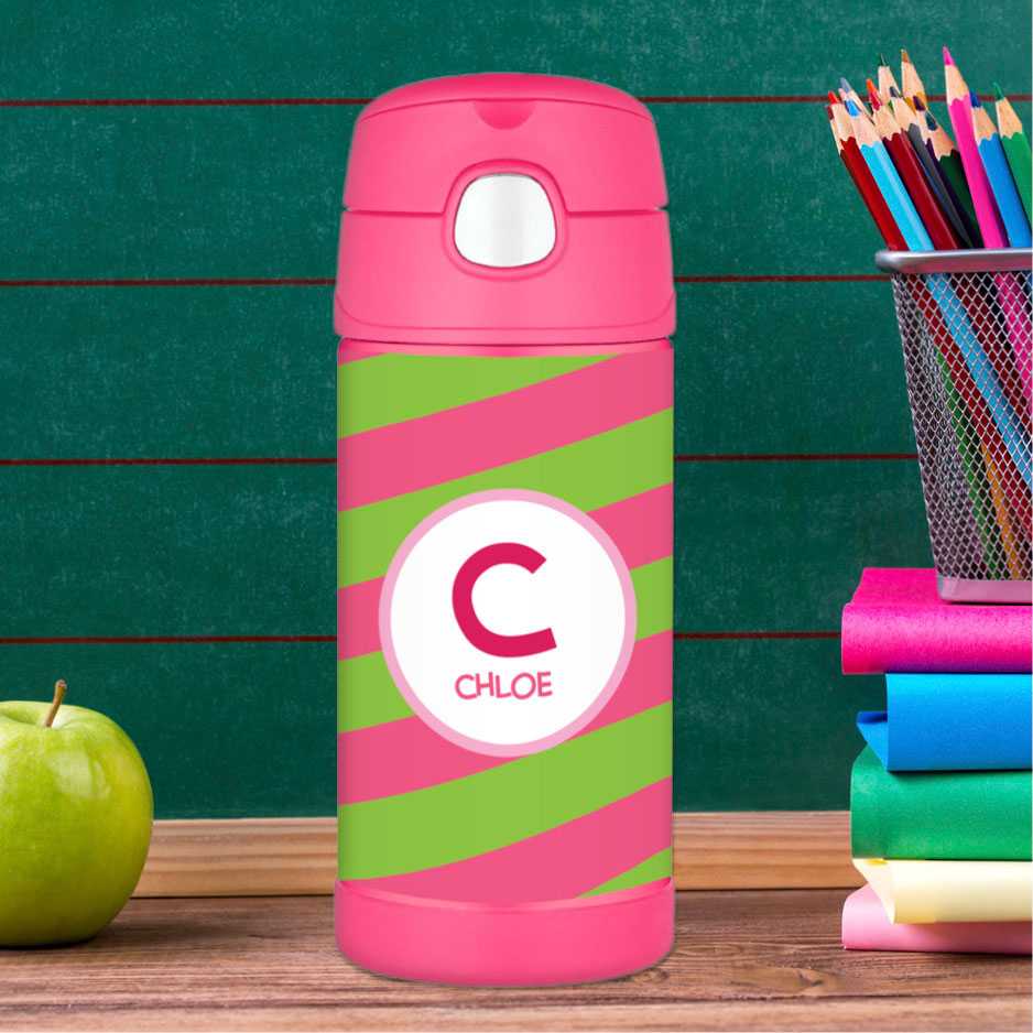 Fun Initials Pink Thermos Bottle