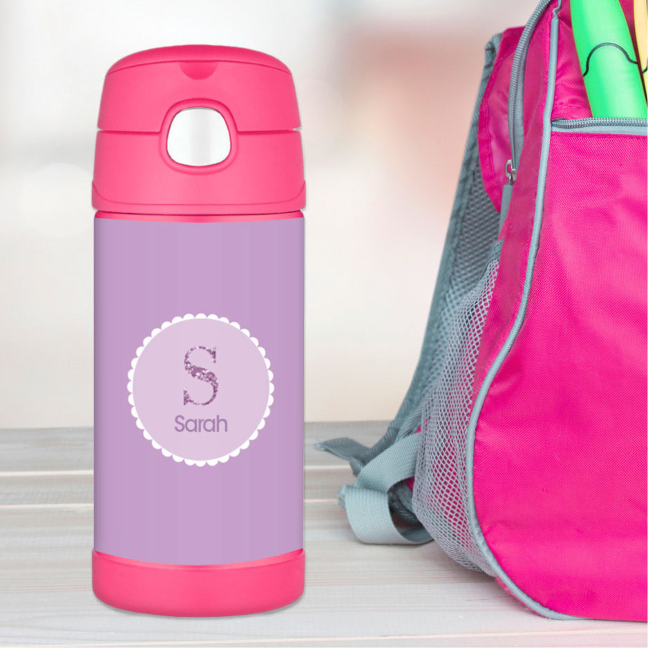 A Shiny Purple Letter Thermos Bottle