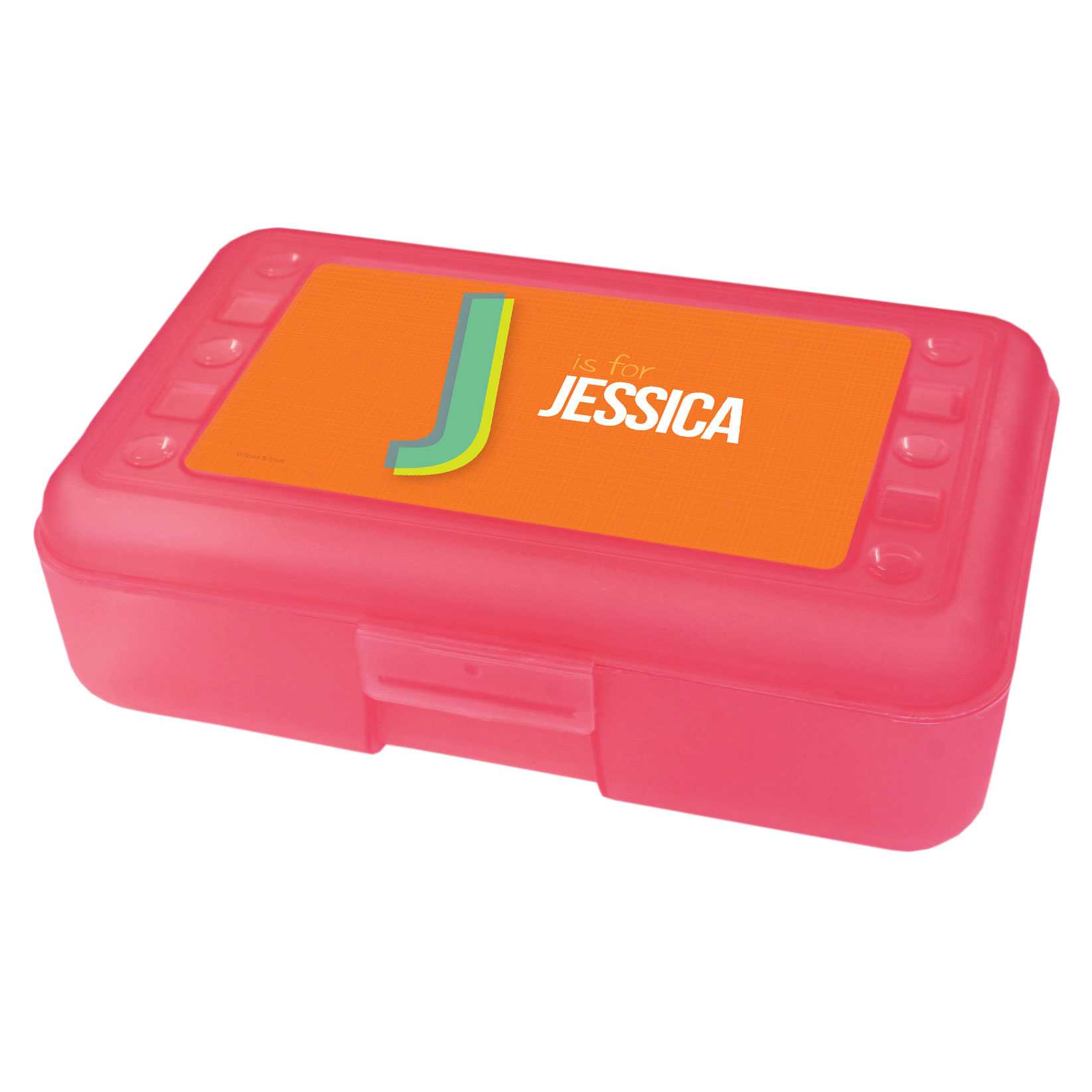Double Initial Orange Personalized Pencil Box