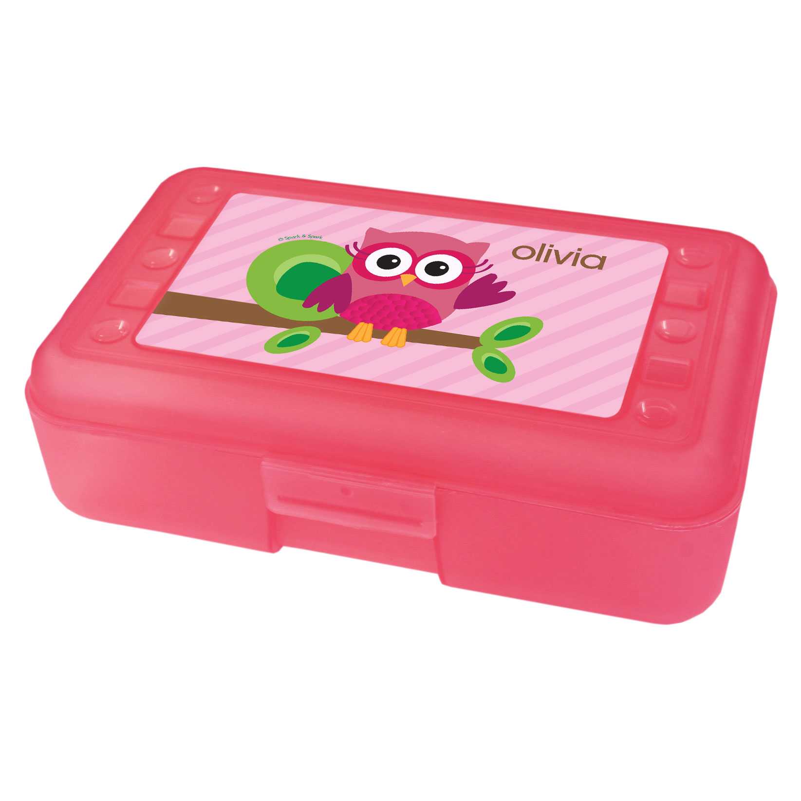 Pink Owl Be Yours Personalized Pencil Box