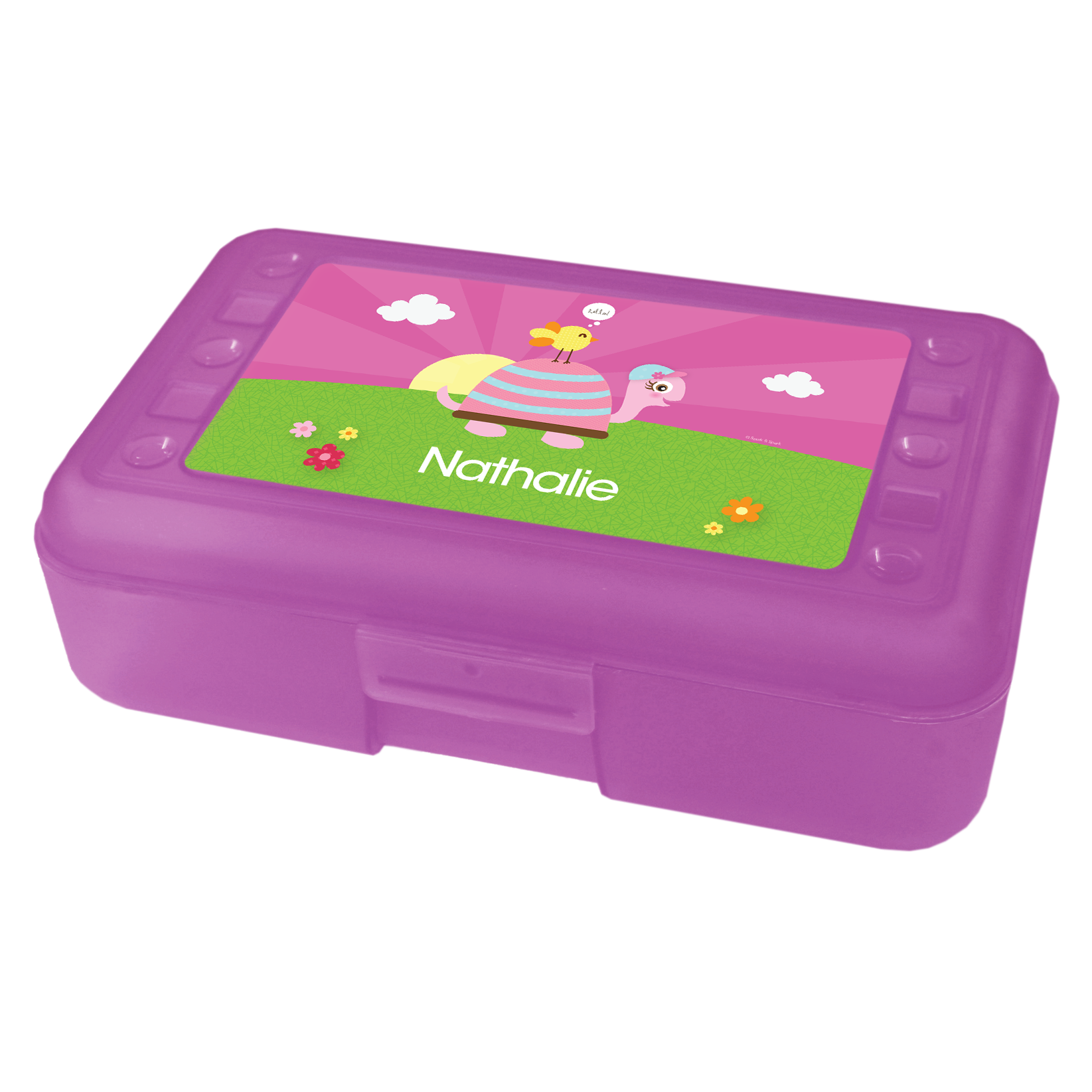 Turtle and Happy Bird Personalized Pencil Box