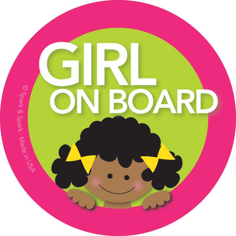 Girl African American Baby On Board Sticker
