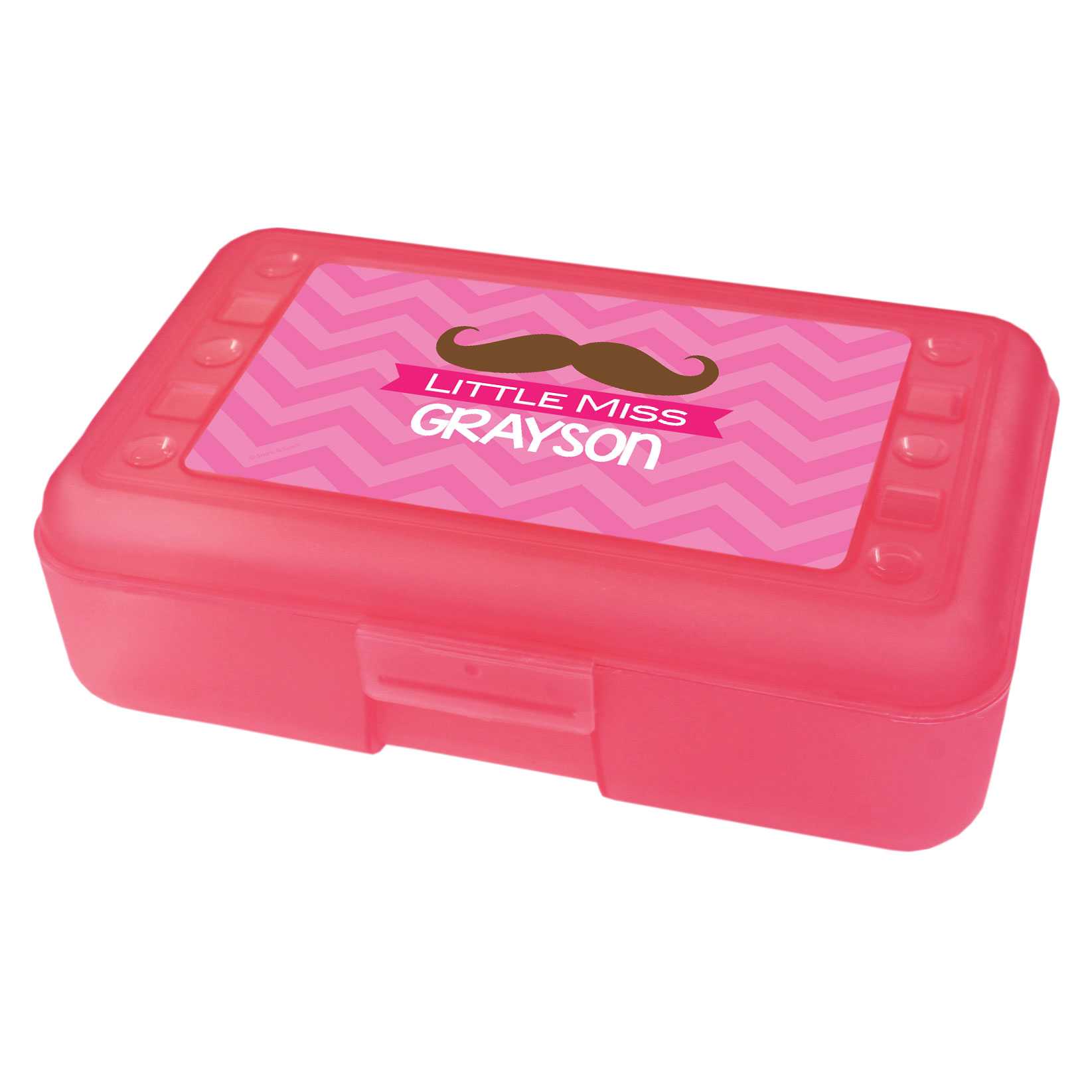 Little Miss Mustache Personalized Pencil Box