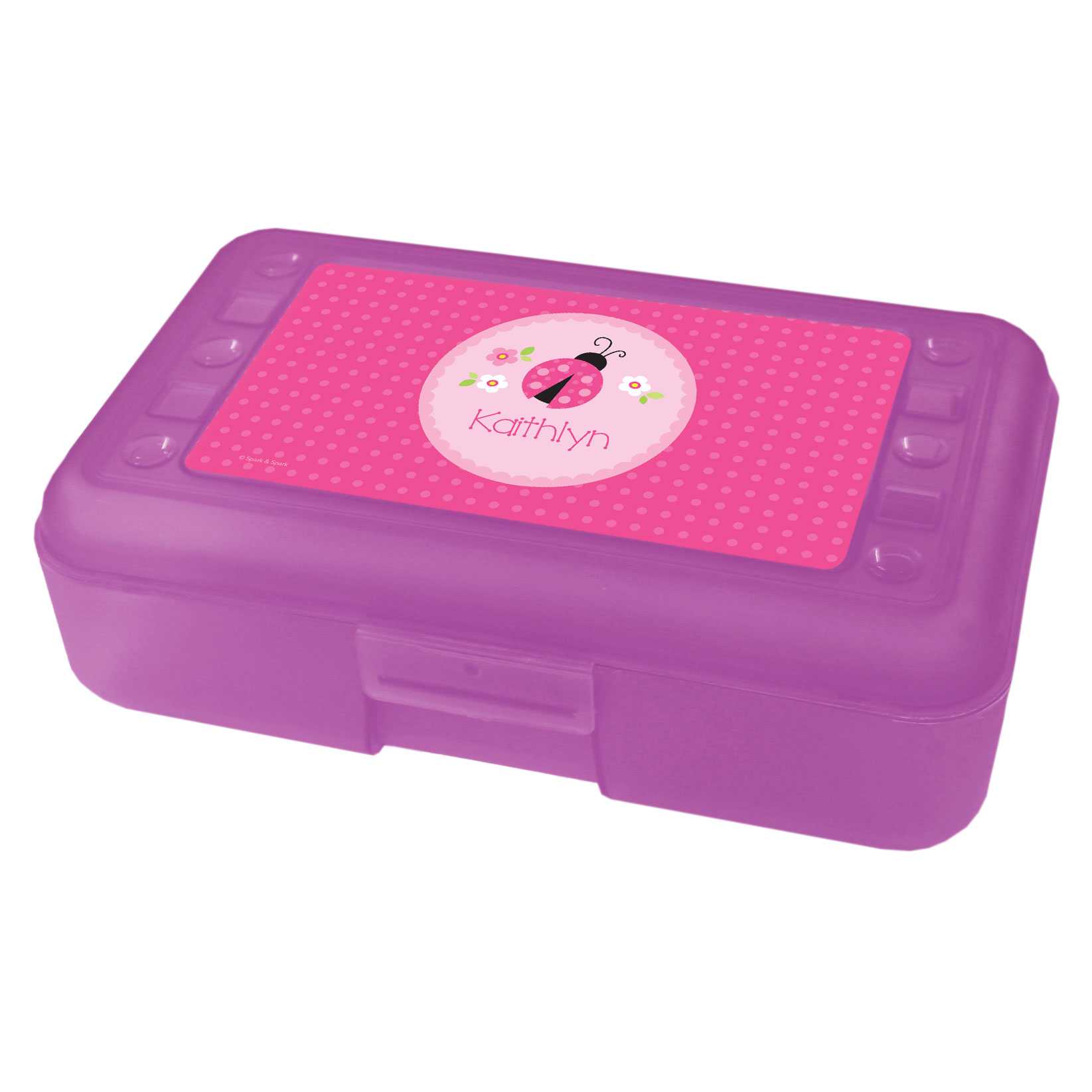 Sweet Pink Lady Bug Personalized Pencil Box