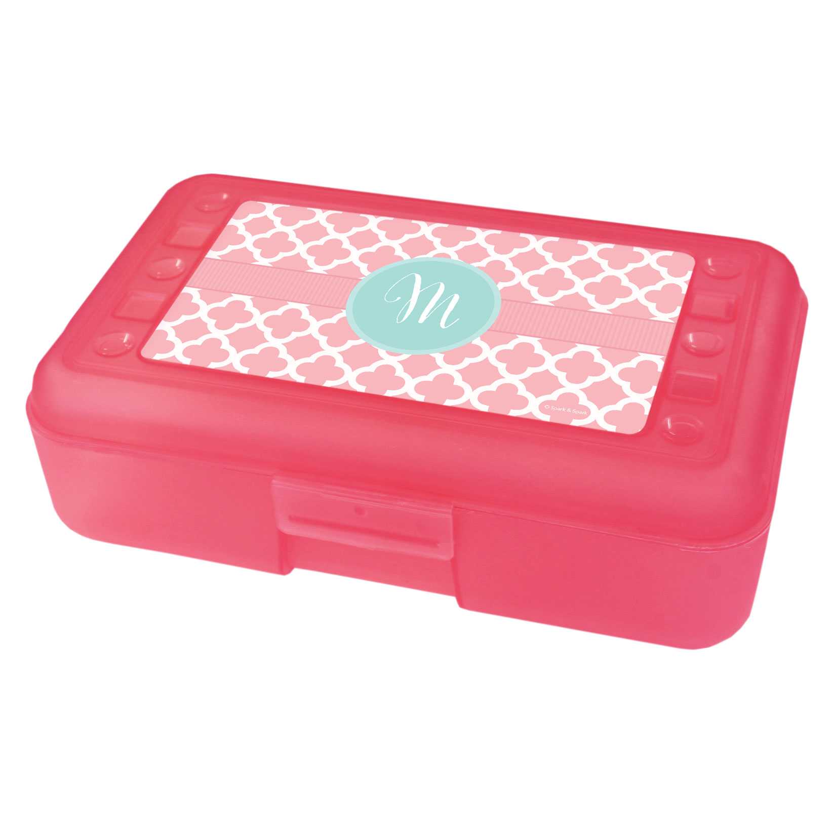 Pretty Pink Quatrefoil Personalized Pencil Box