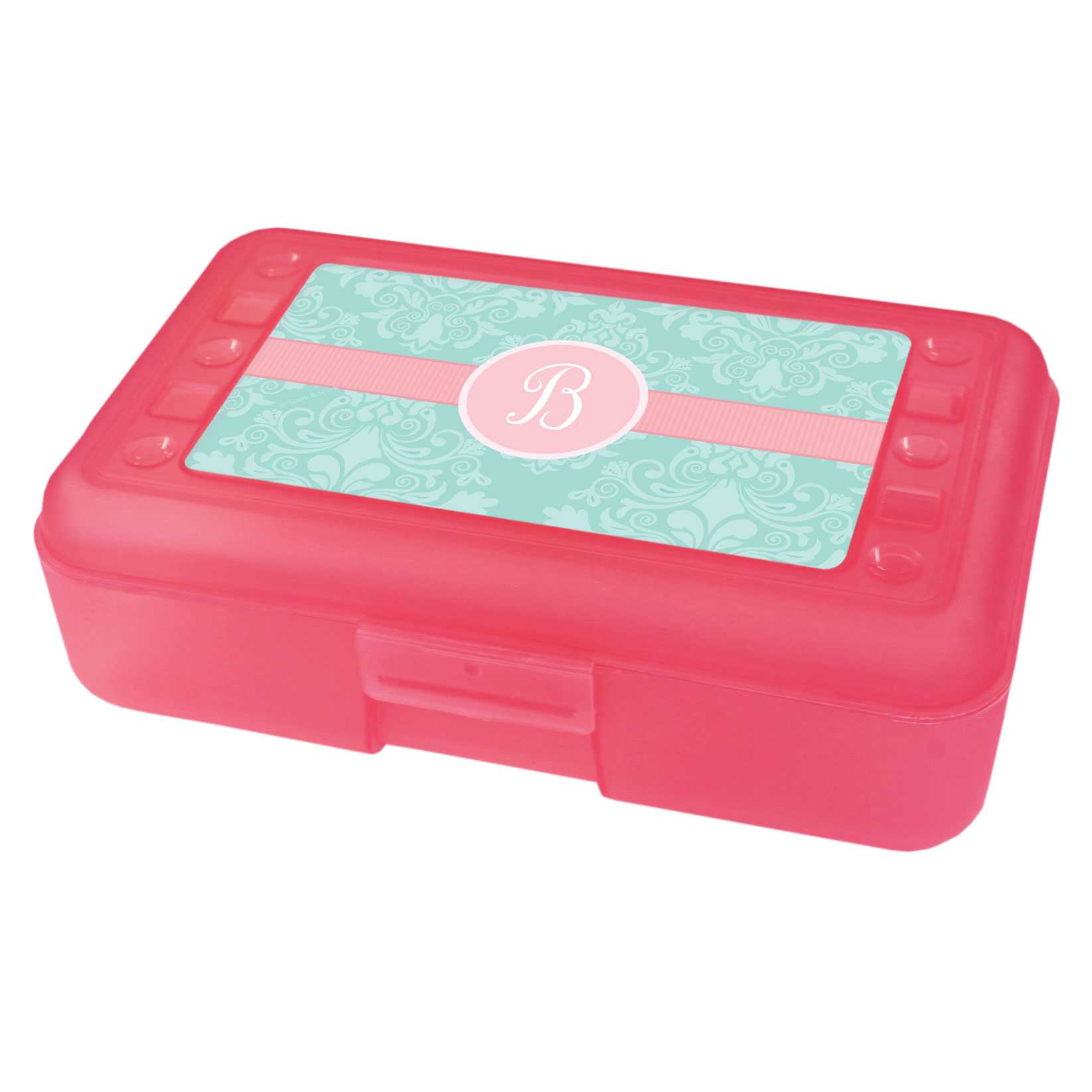 Pretty Blue Damask Personalized Pencil Box