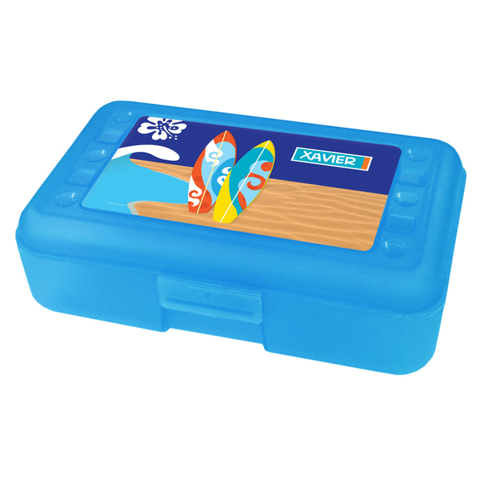 Surf the Waves Blue Personalized Pencil Box