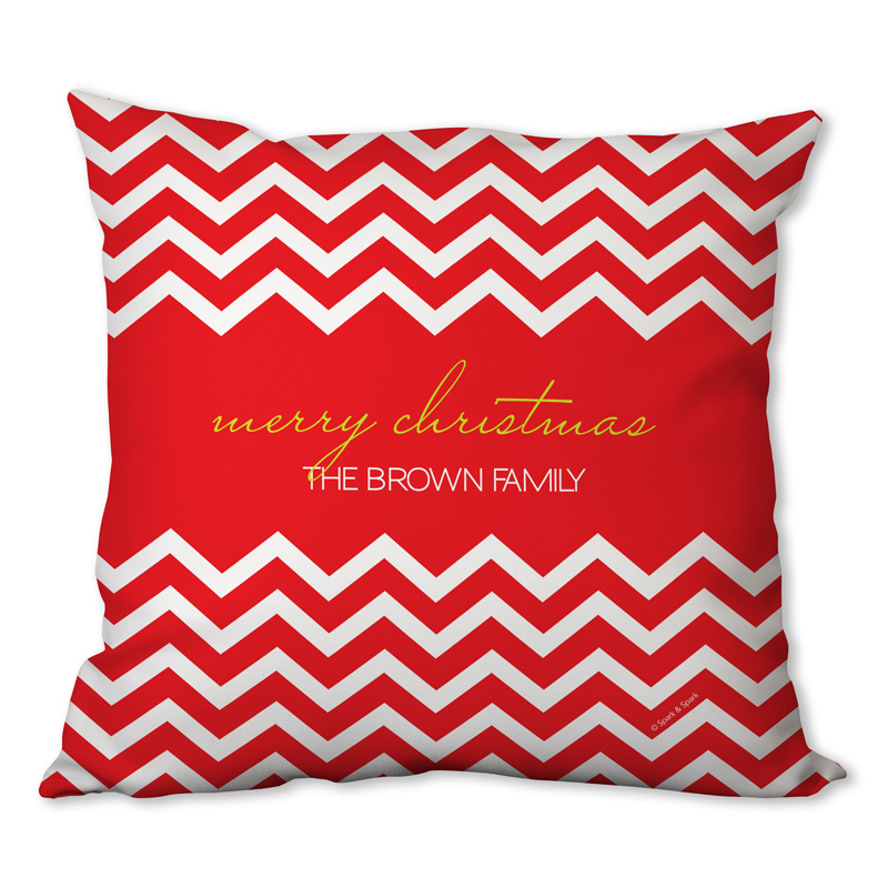 Fancy Zig Zags Red Personalized Pillow