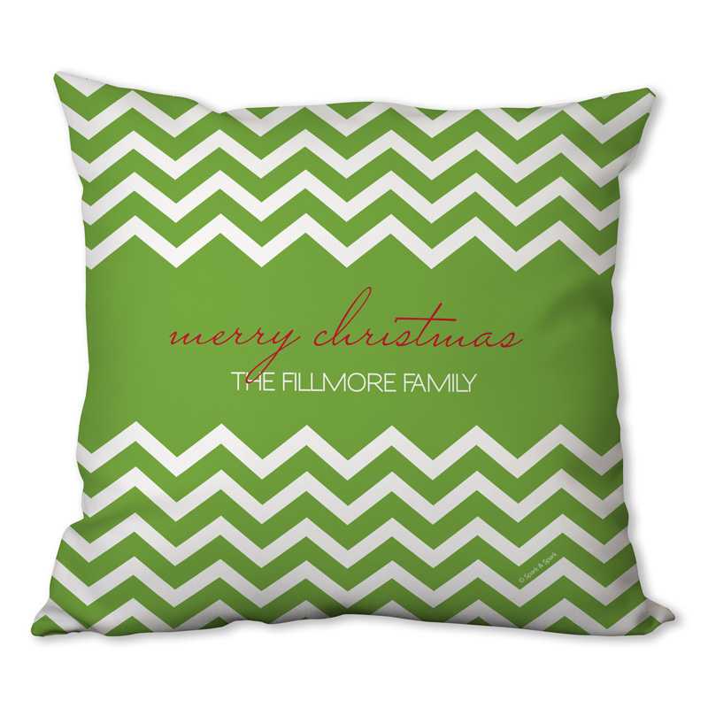 Fancy Zig Zags Green Personalized Pillow