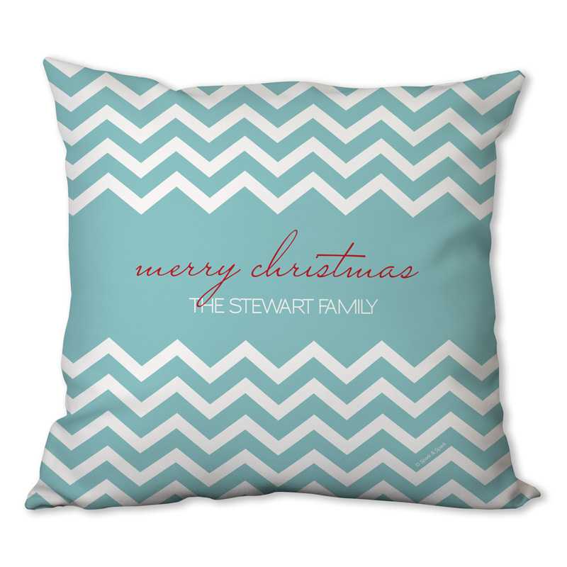 Fancy Zig Zags Blue Personalized Pillow