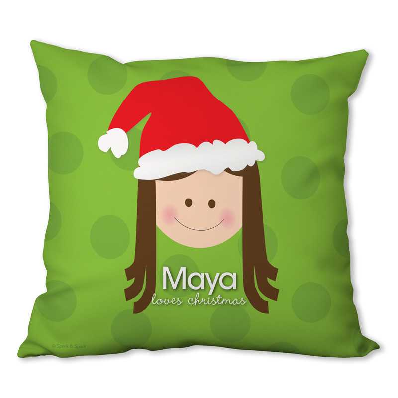 Santa's Hat Girl Personalized Pillow