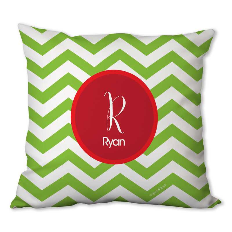 Green Xmas Chevron Personalized Pillow