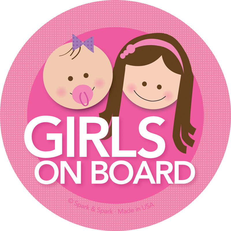 Baby and Girl Brunette On Board Sticker