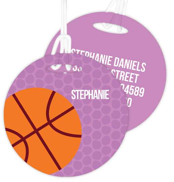 Basketball Fan Girl Circles Round Bag Tag