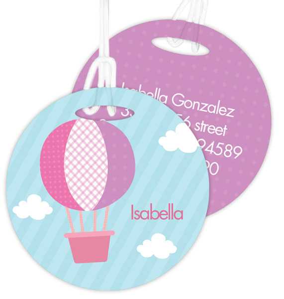 Pink Hot Air Balloon Bag Tag