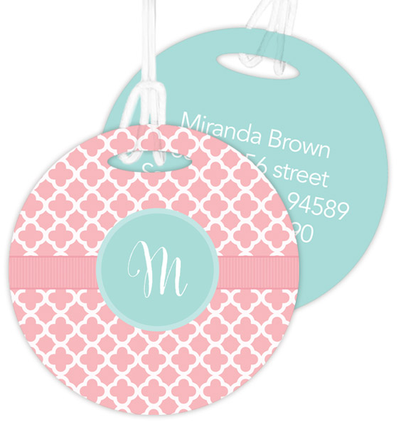 Pretty Pink Quatrefoil Bag Tag