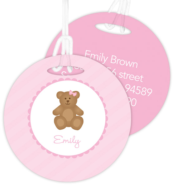 A Sweet Pink Teddy Bear Bag Tag