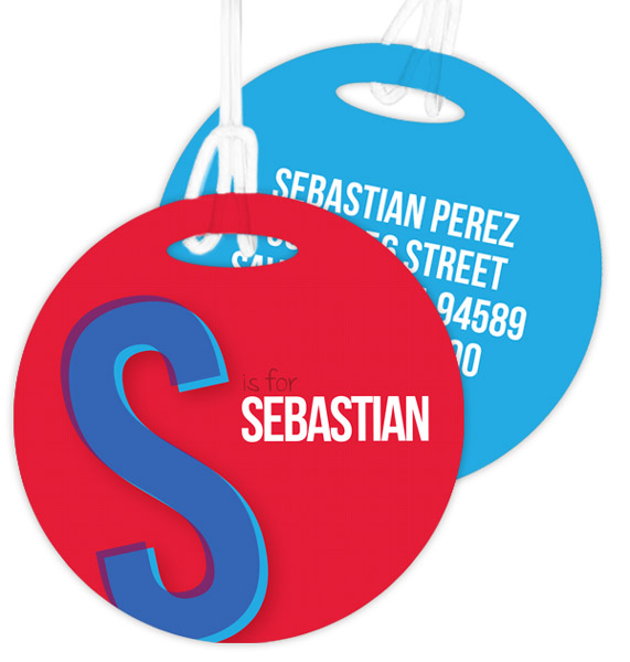 Double Initial Red Bag Tag