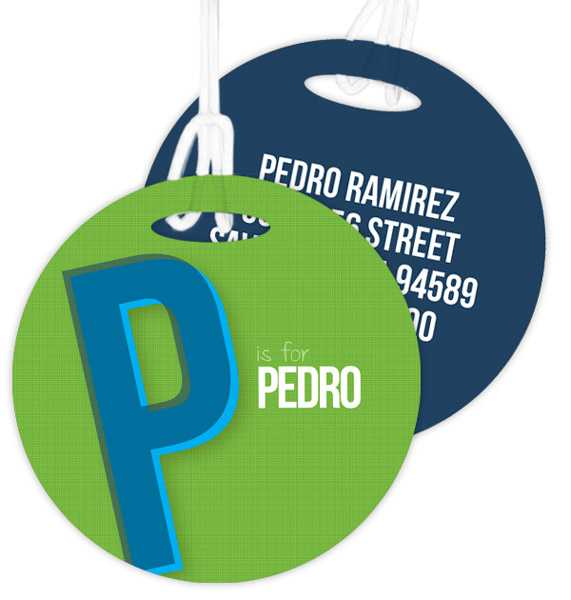 Double Initial Green Bag Tag