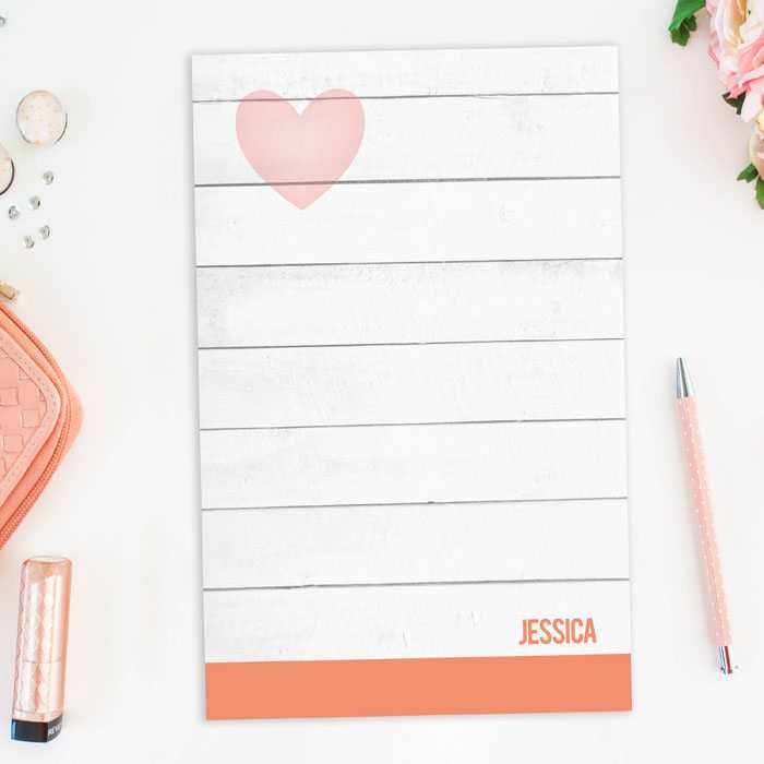 Rustic White Heart Custom Notepad