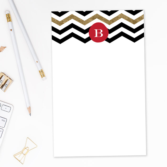 Black Chevron Gold Foil Custom Notepad