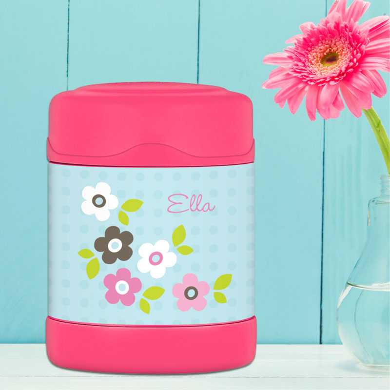 Preppy Flowers Blue Thermos Food Jar