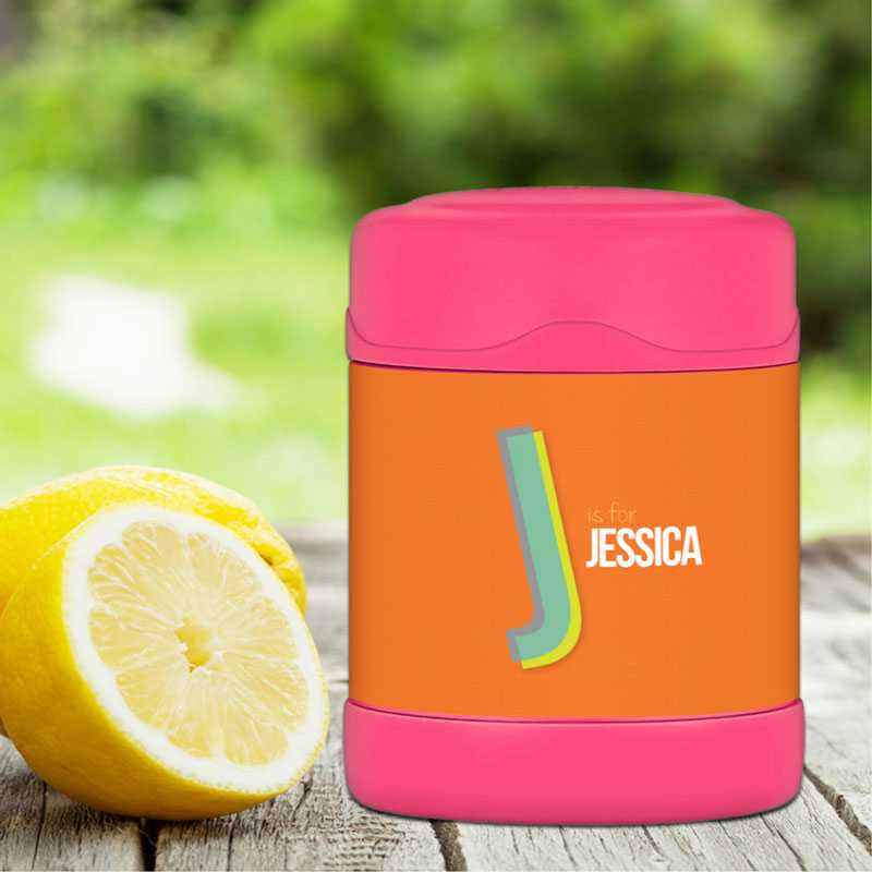 Double Initial Orange Thermos Food Jar