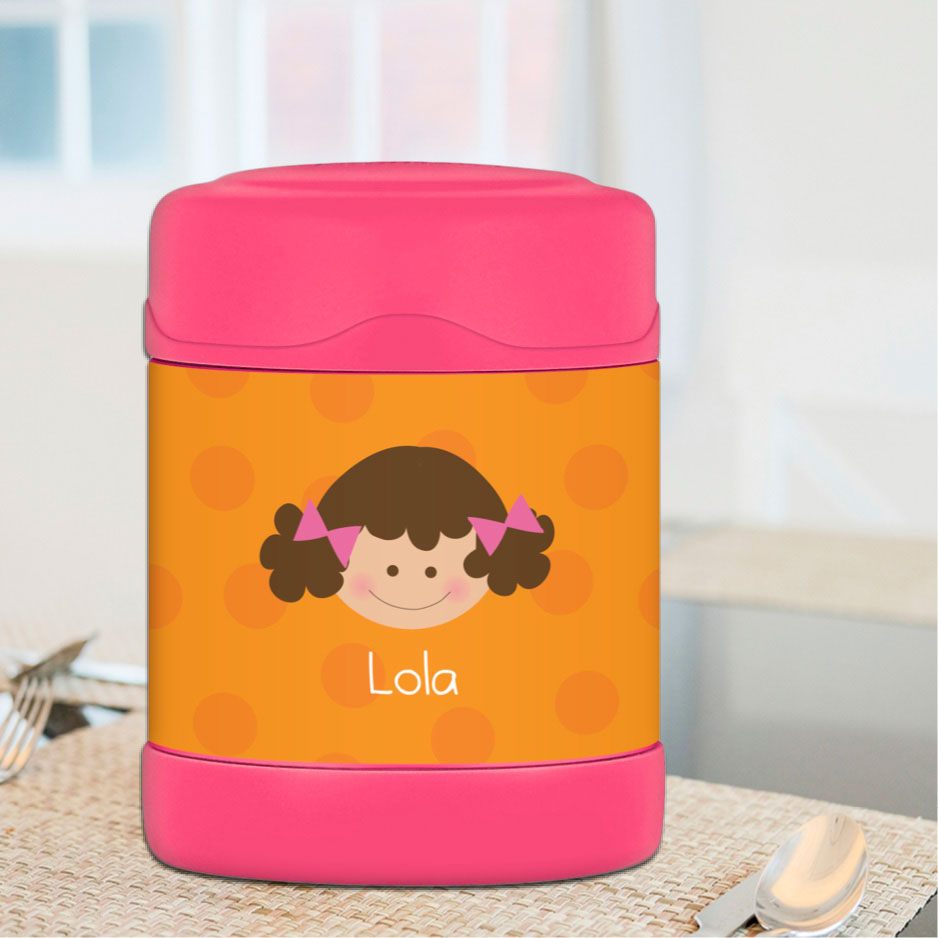 Just Like Me Girl Orange Kids Thermos Food Jar