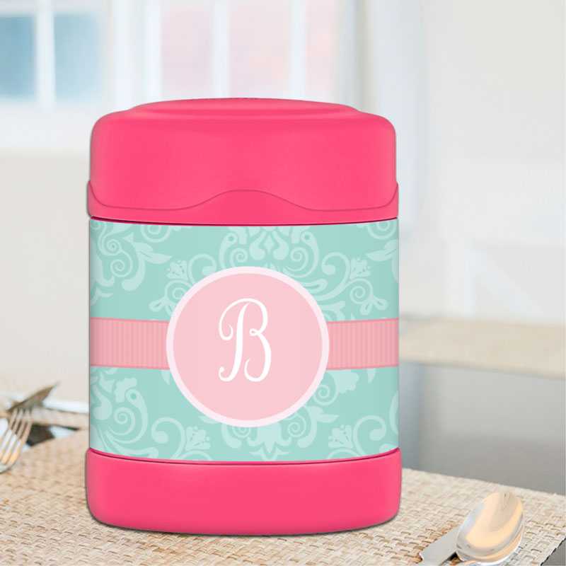 Pretty Blue Damask Thermos Food Jar