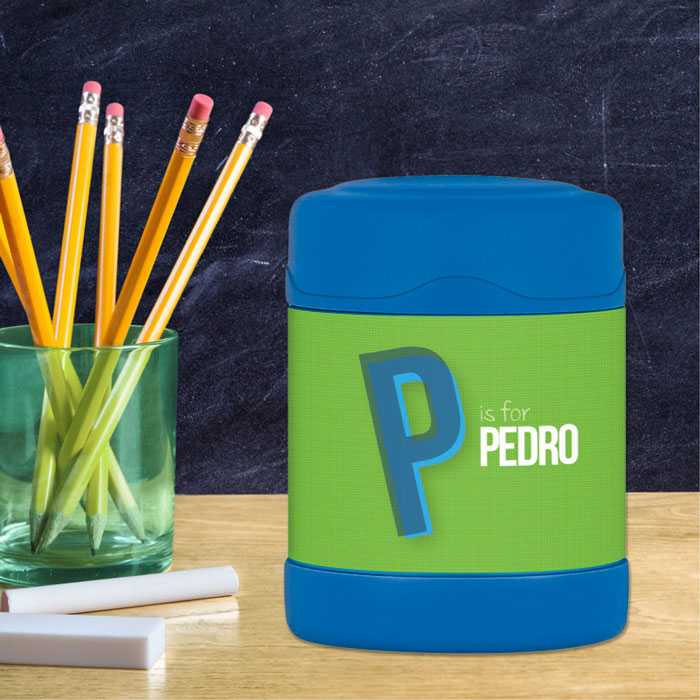 Double Initial Green Thermos Food Jar