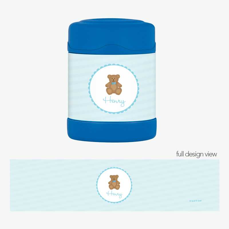 Cute Blue Teddy Bear Thermos Food Jar