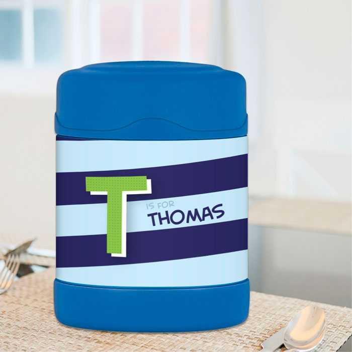 Brilliant Initial Blue Thermos Food Jar