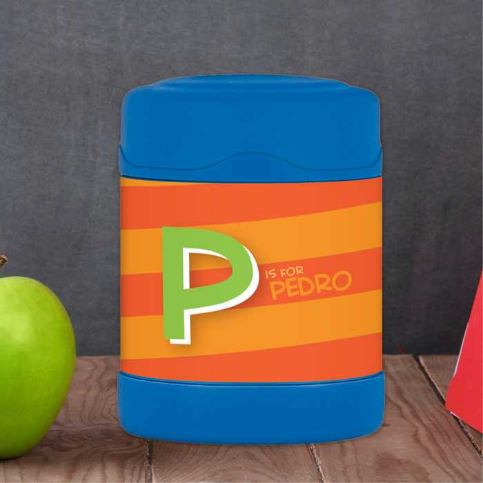 Brilliant Initial Orange Thermos Food Jar