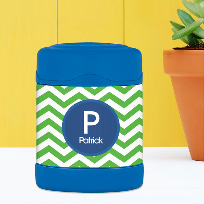 Chevron Green and Blue Thermos Food Jar