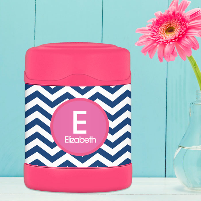 Chevron Blue and Pink Thermos Food Jar