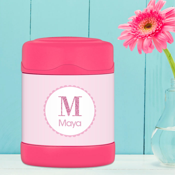 A Shiny Pink Letter Thermos Food Jar